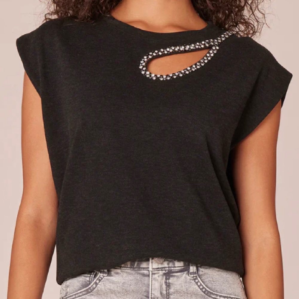 🍎 WIT & WIDSOM RHINESTONE DETAIL NECK SLEEVELESS TOP NWT Med Beautiful! NORDSTRO